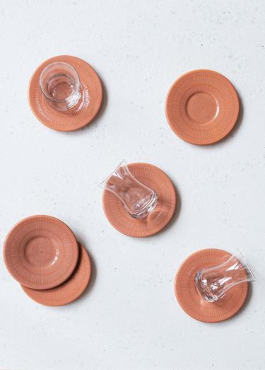  The Mia Noon Çay Tabağı 6lı Set Somon 13 cm