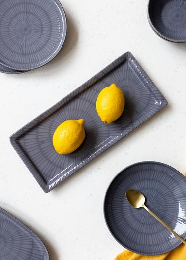  The Mia Noon Dikdörtgen Servis Gri 35x16 cm