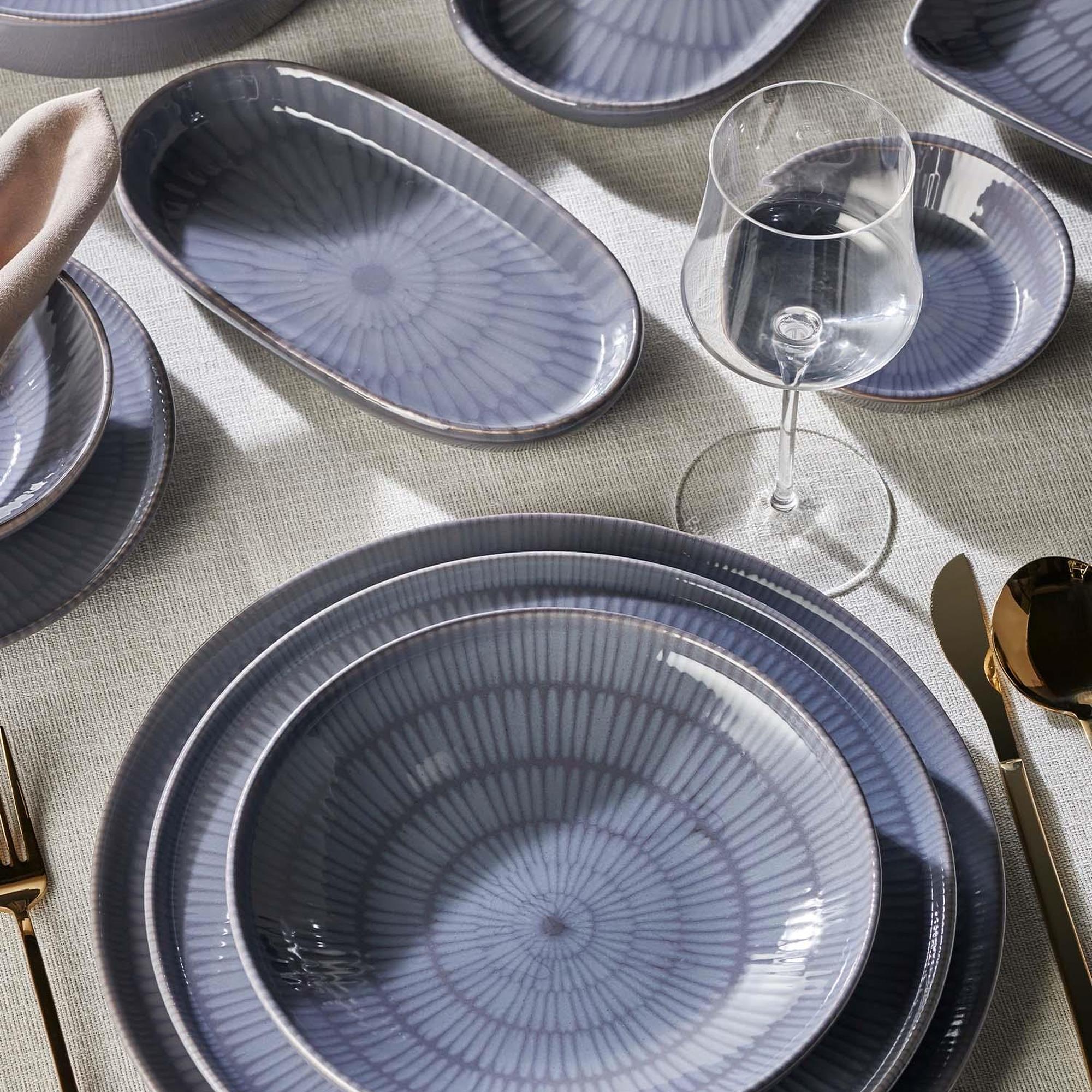 The Mia Noon Oval Servis 2li Gri 26 cm