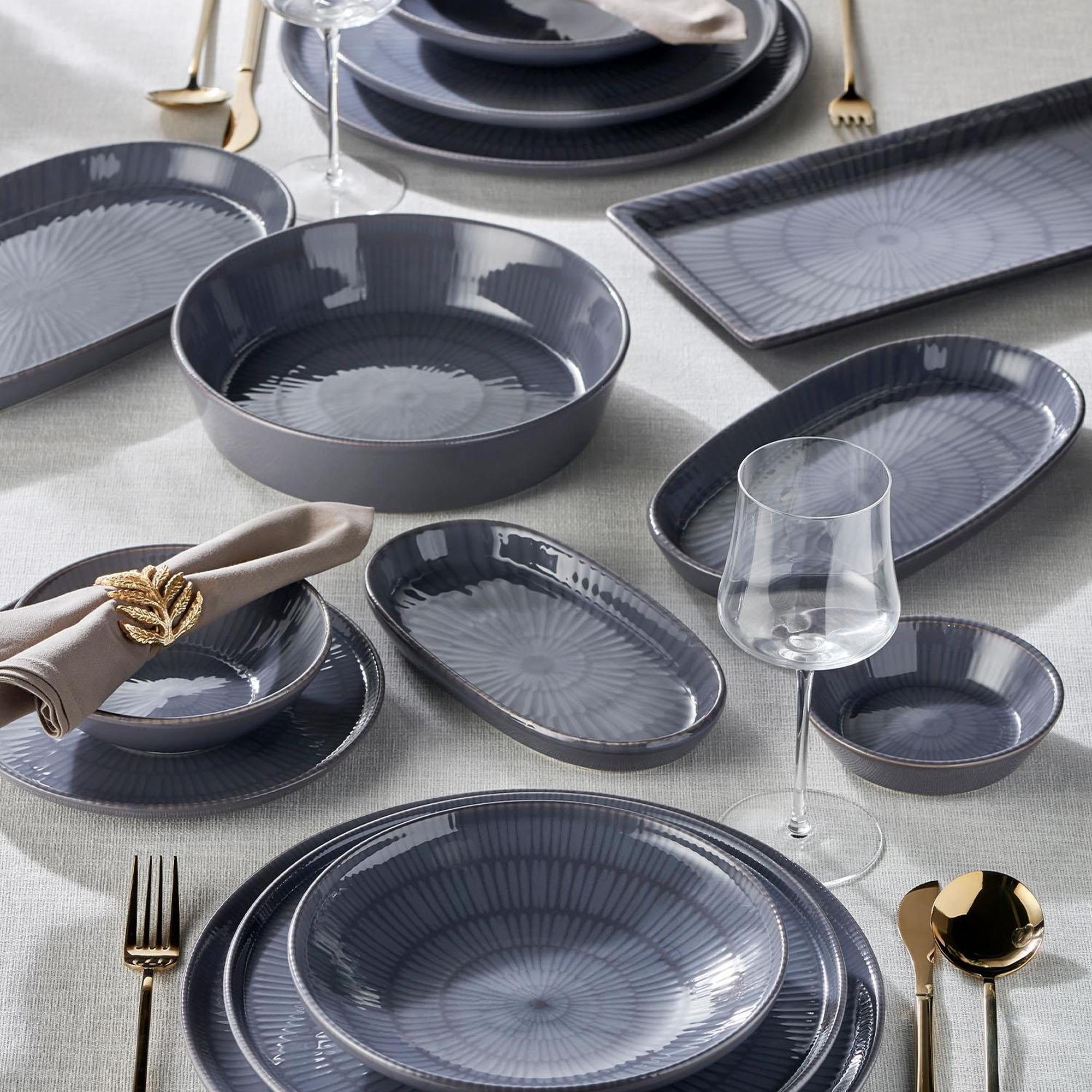 The Mia Noon Oval Servis 2li Gri 26 cm