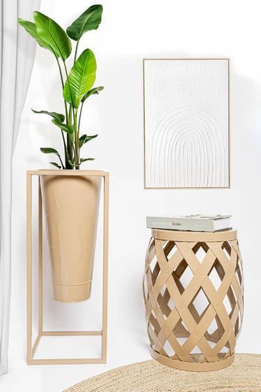  The Mia Prizma Vazo & Saksı Karamel 70x30x30 cm