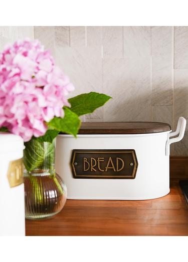  The Mia Ekmek Kutusu Ahşap Kapaklı Beyaz MGL0024