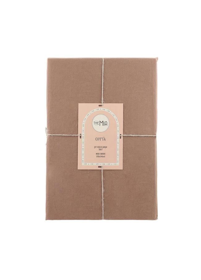  The Mia Cotta Wood Smooke Çift Kişilik Çarşaf 260x240 Cm