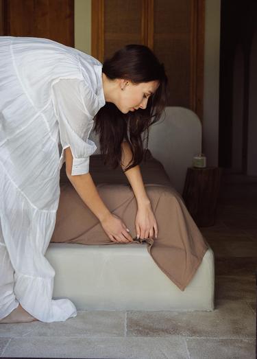  The Mia Cotta Wood Smooke Çift Kişilik Çarşaf 260x240 Cm