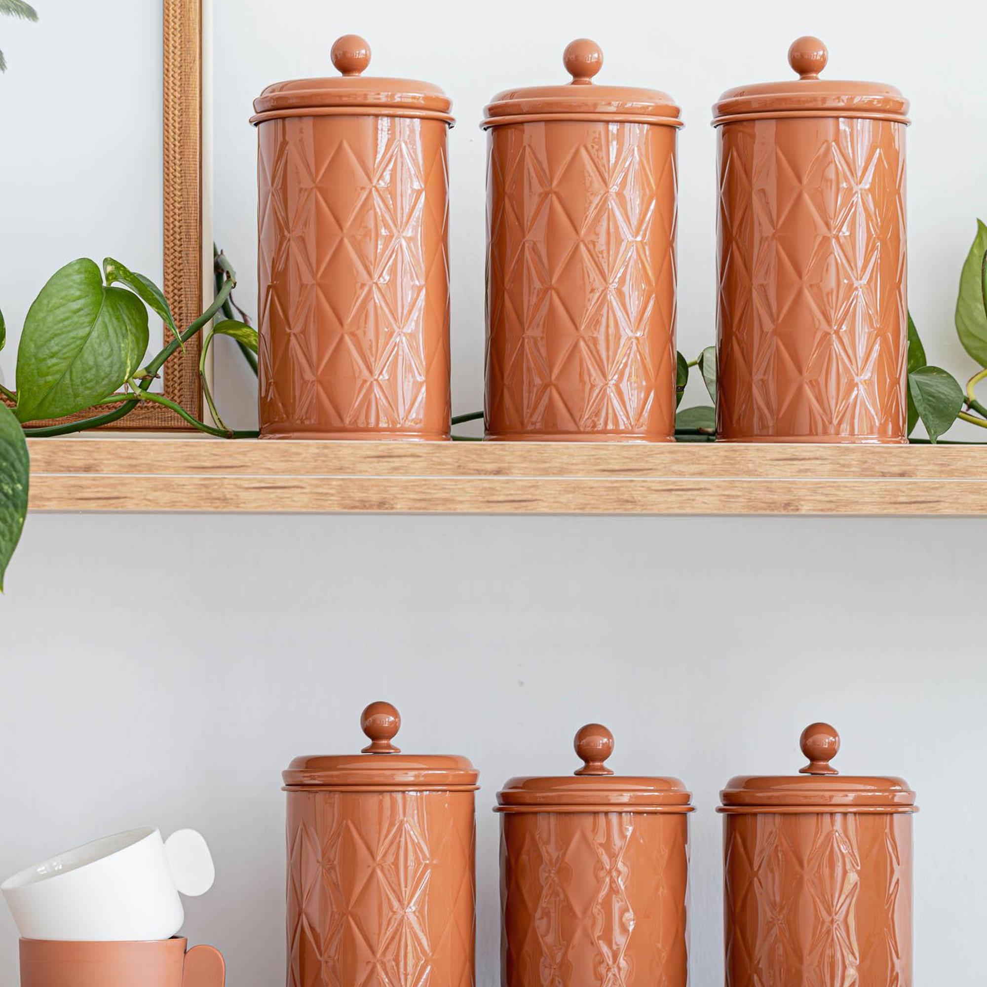 The Mia Prizma Çay Şeker Kahve Kavanozu Terracota 1,20 Lt