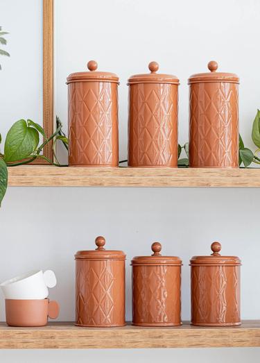  The Mia Prizma Çay Şeker Kahve Kavanozu Terracota 1,20 Lt