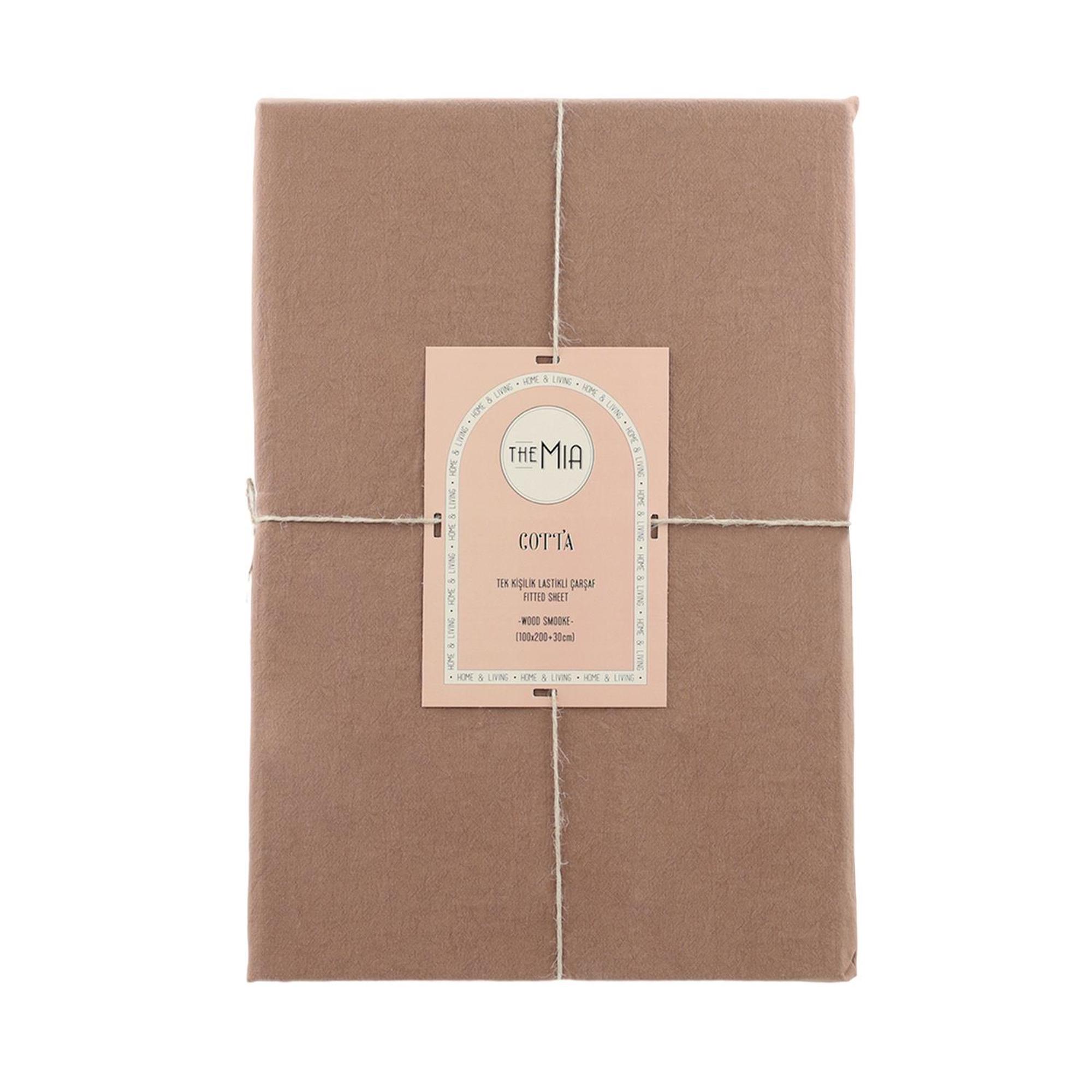 The Mia Cotta Wood Smooke Tek Kşl Lastikli Çarşaf 200x100