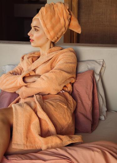  The Mia Fine Cotton TerraCotta Bornoz Small Medium