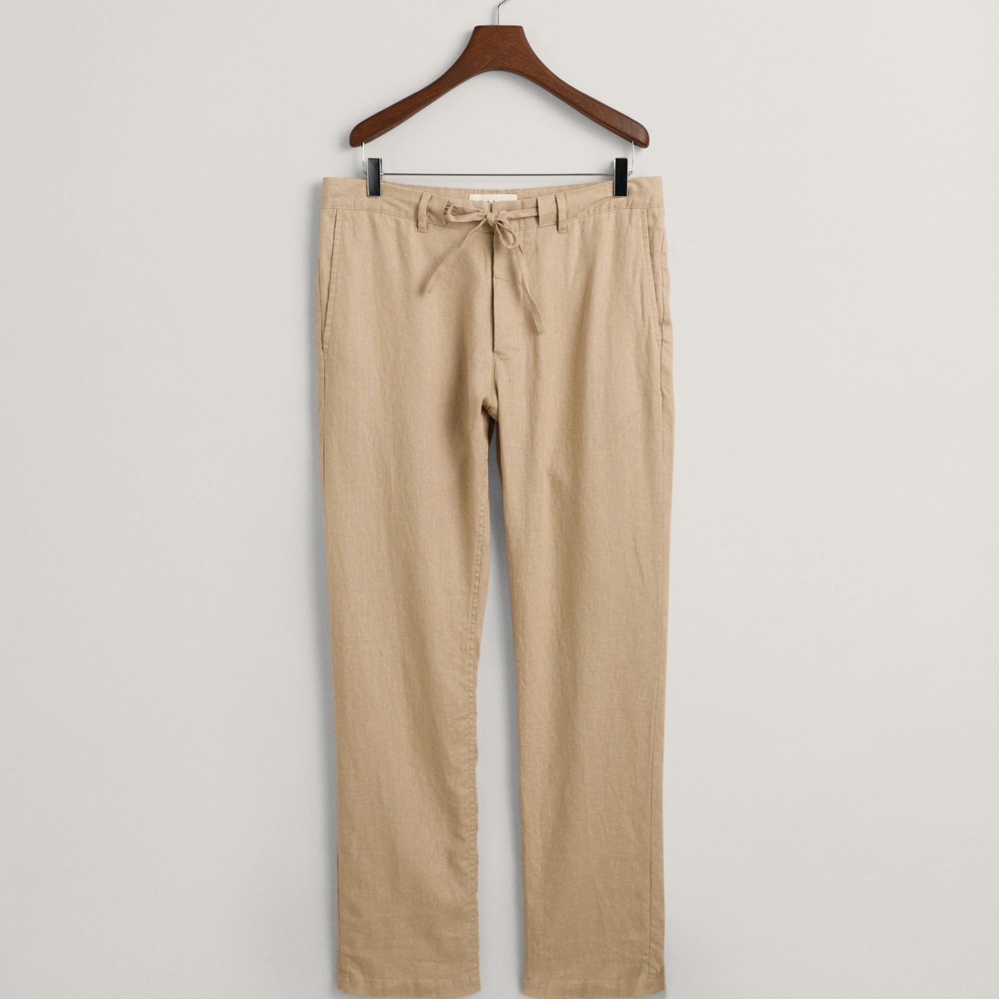 GANT Erkek Bej Relaxed Fit Keten Pantolon