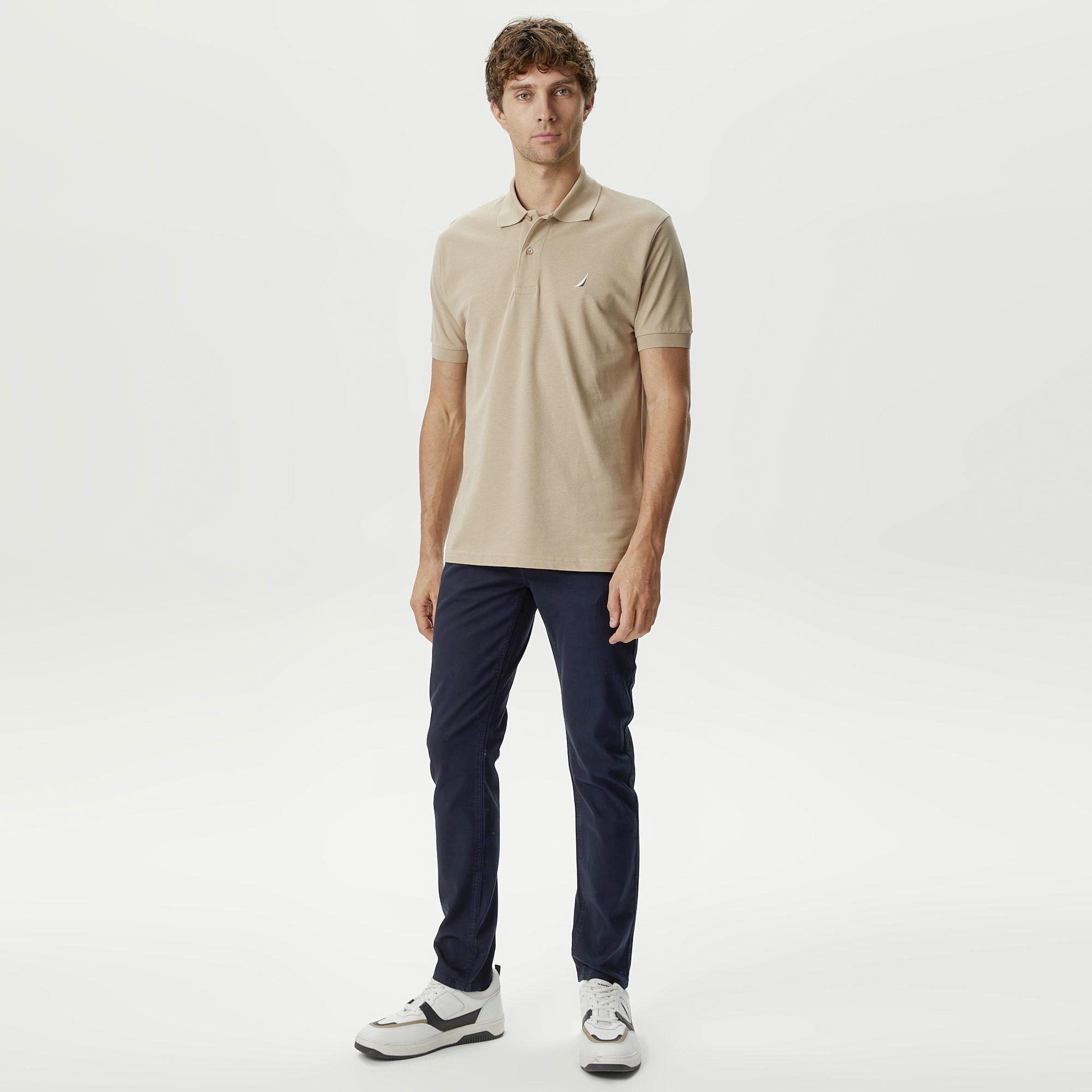 Nautica Erkek Bej Classic Fit Kısa Kollu Polo