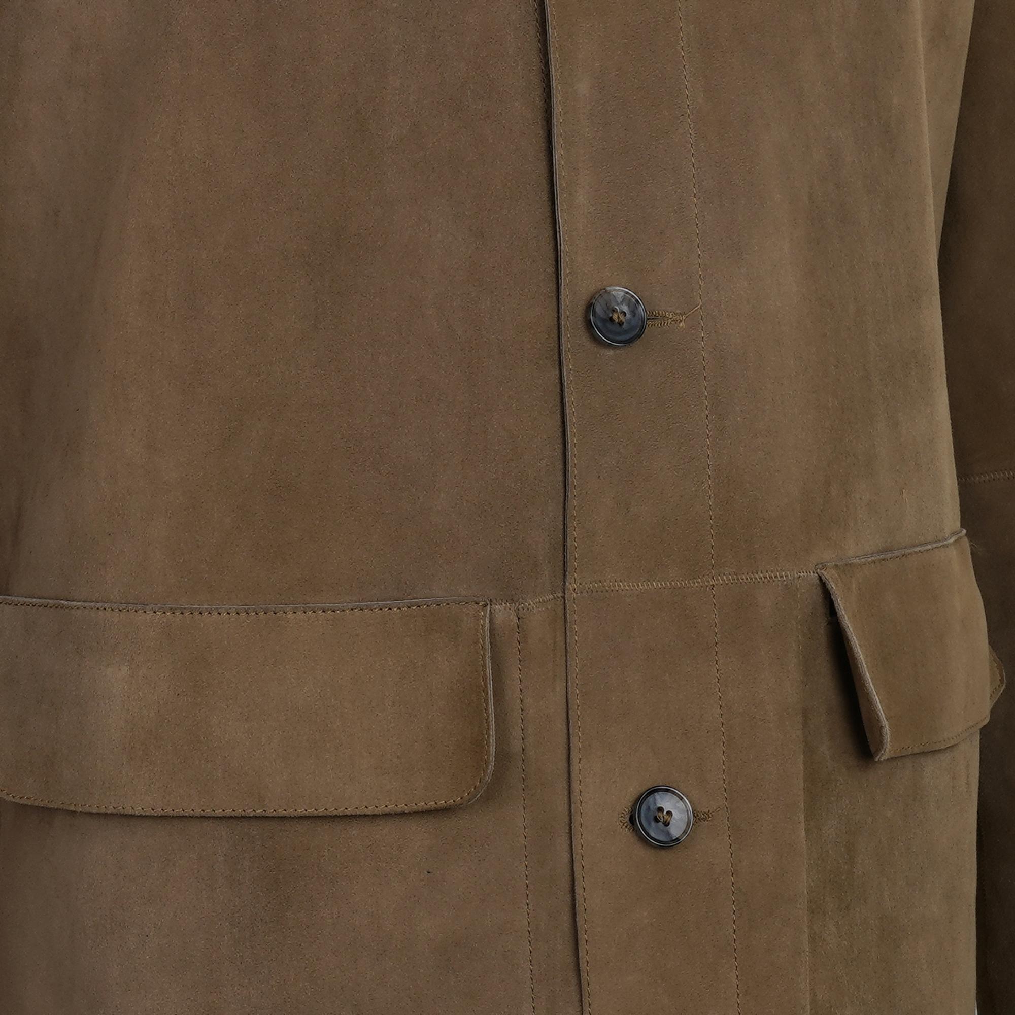 Anoki Haki Erkek Çift Taraflı Süet Deri Mont