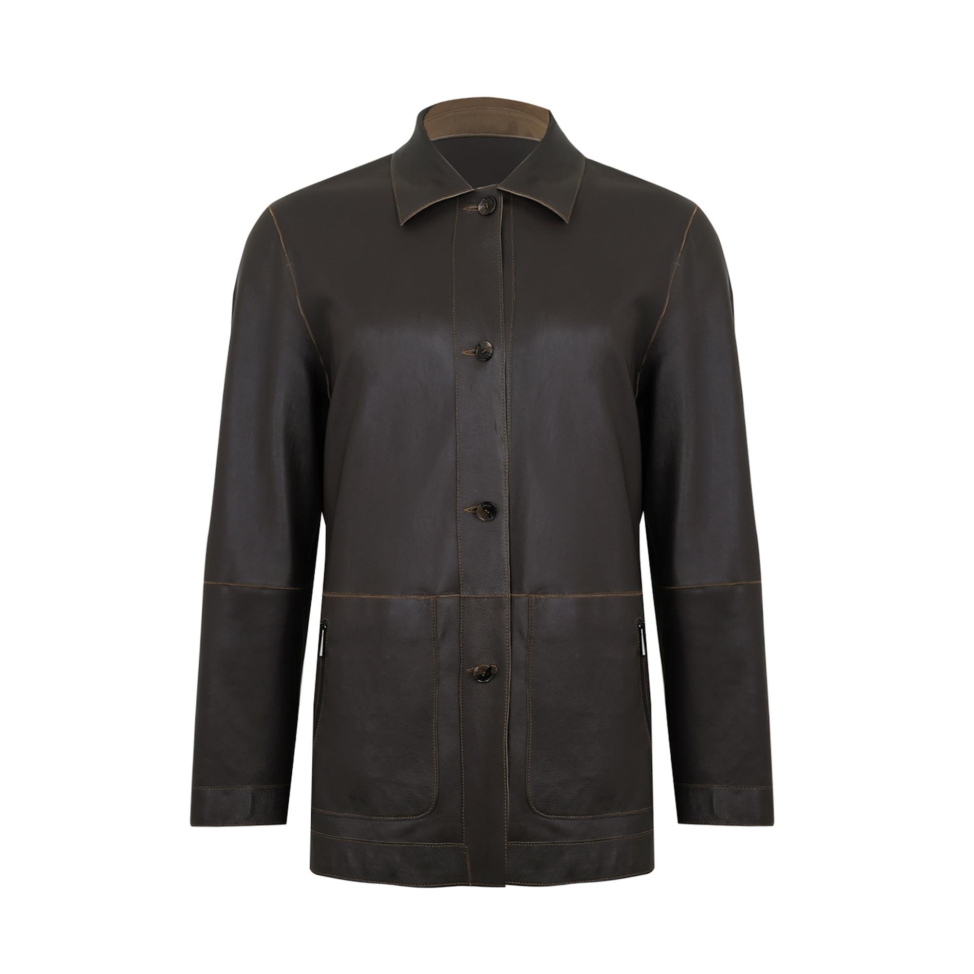 Anoki Haki Erkek Çift Taraflı Süet Deri Mont