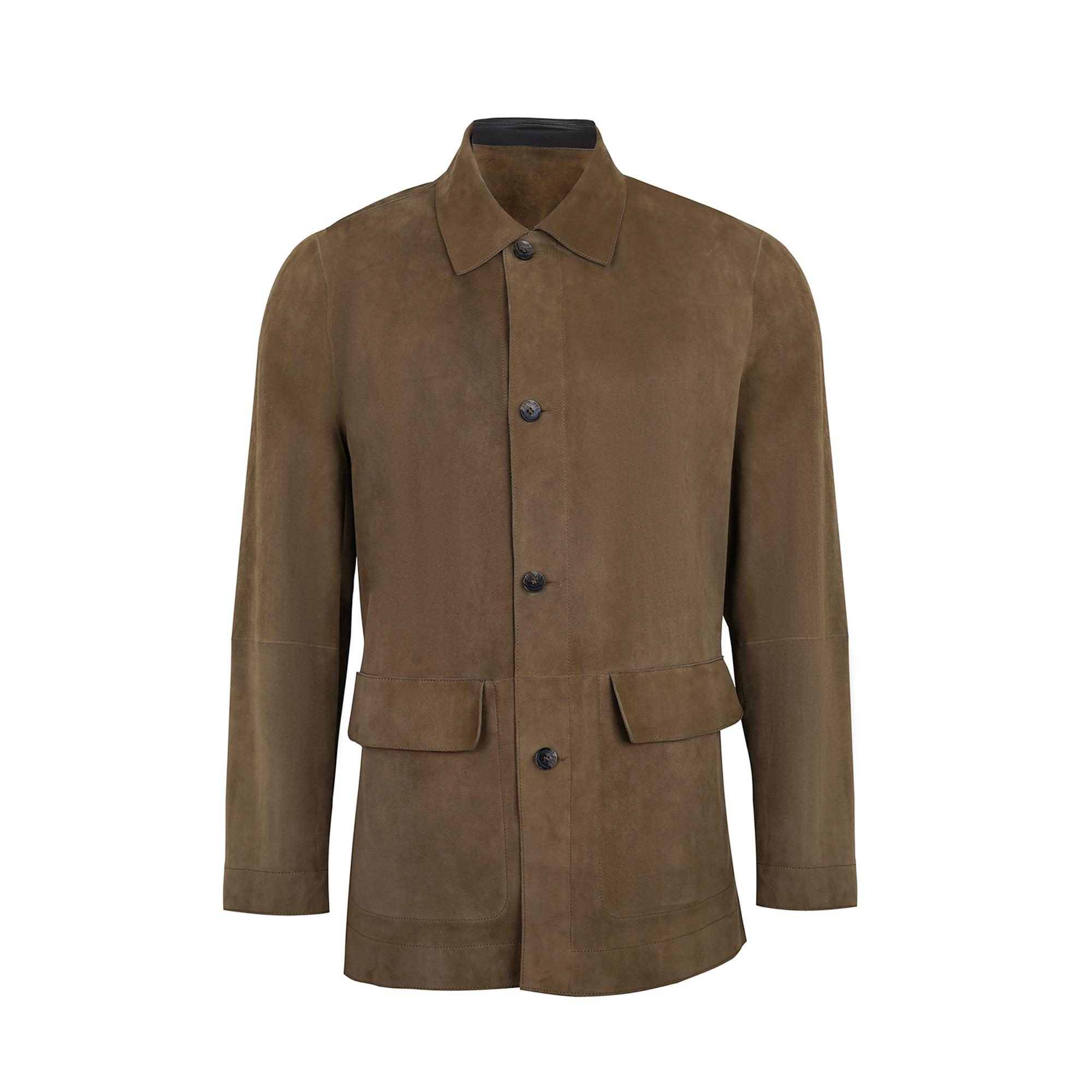 Anoki Haki Erkek Çift Taraflı Süet Deri Mont