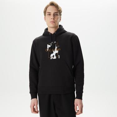  Calvin Klein All-Over-Print Erkek Siyah Sweatshirt