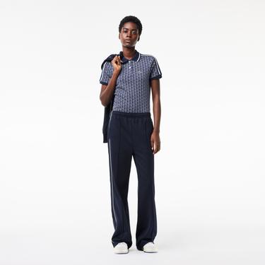  Kadın Slim Fit Monogram Mavi Polo