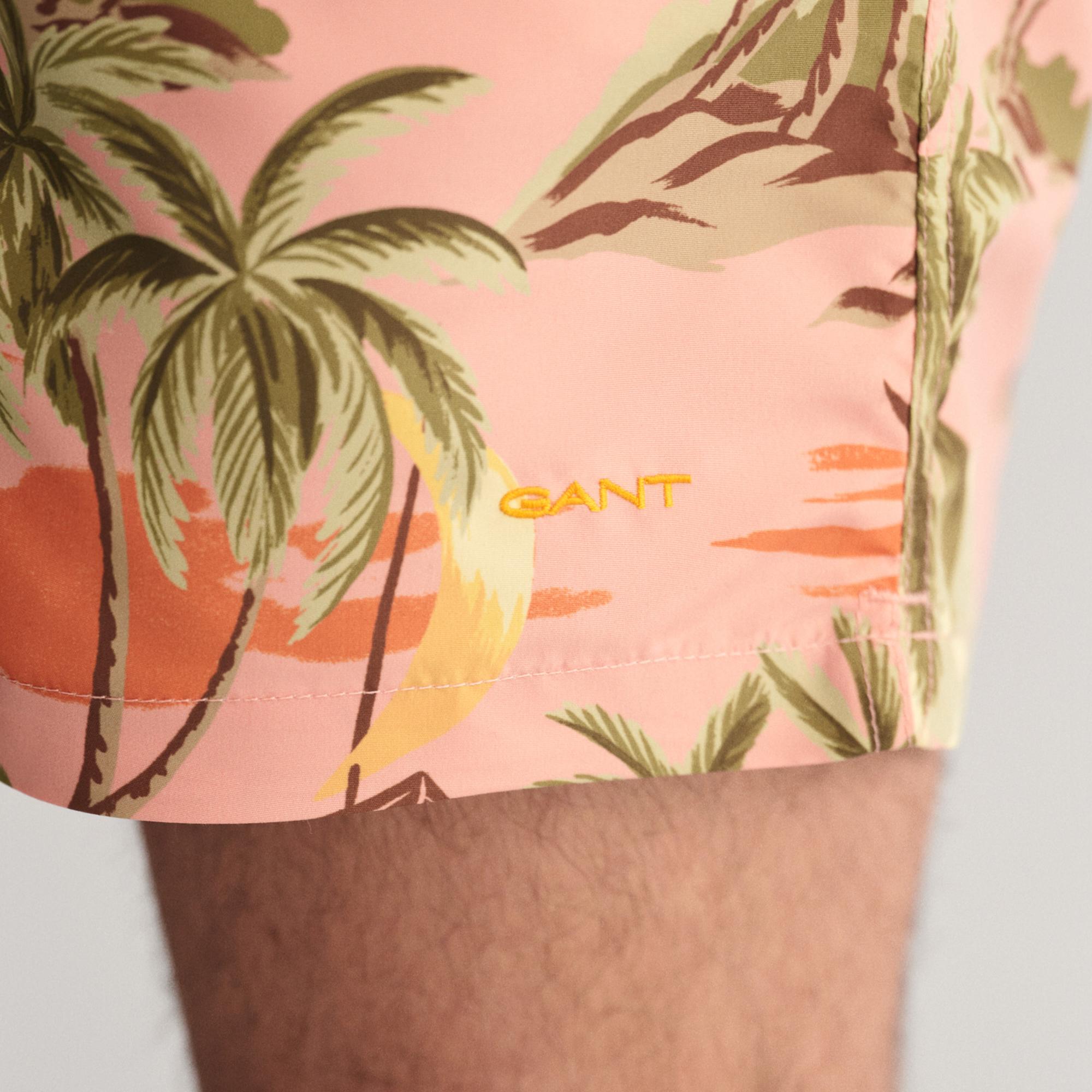 GANT Erkek Pembe Regular Fit Desenli Mayo Şort