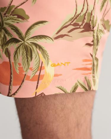  GANT Erkek Pembe Regular Fit Desenli Mayo Şort