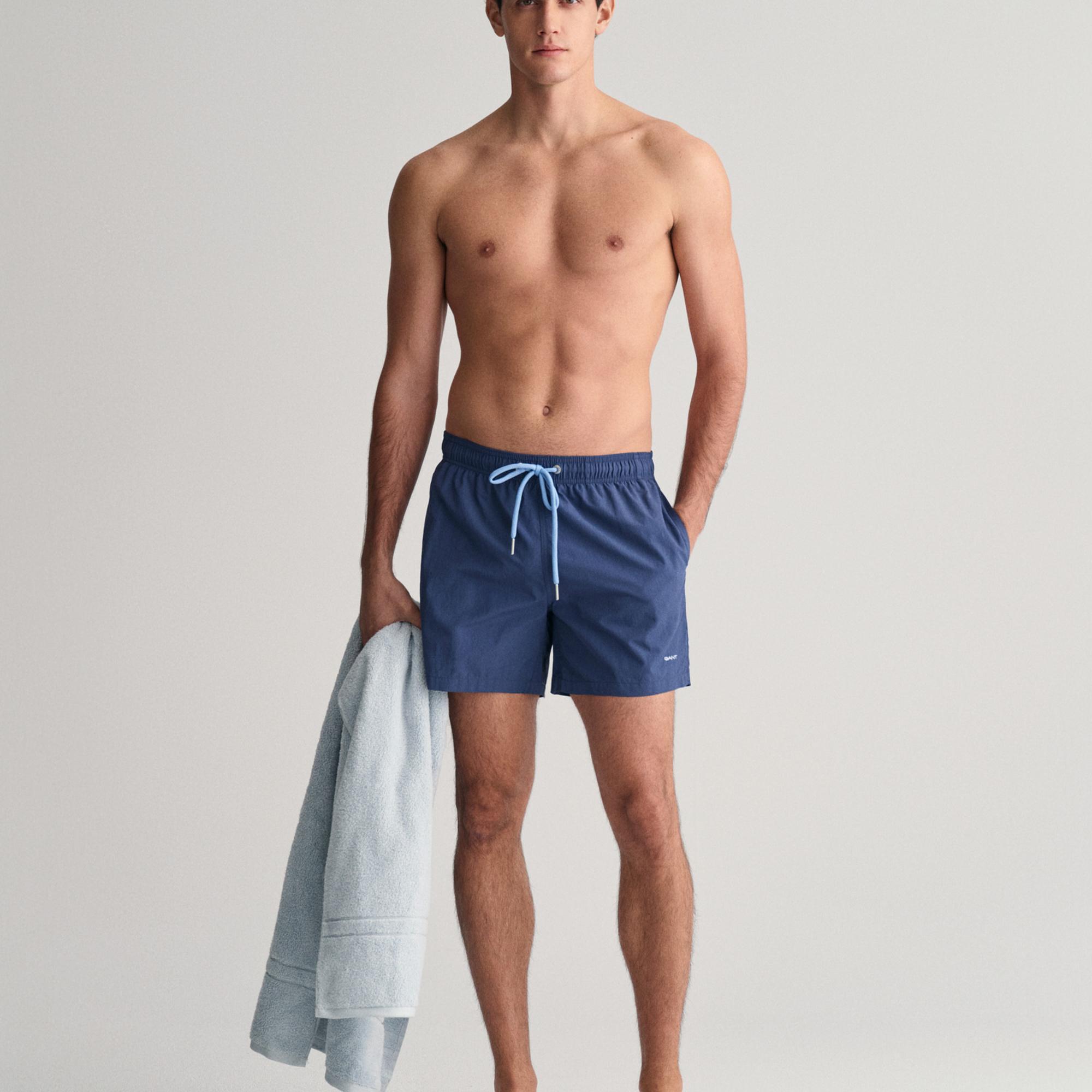 GANT Erkek Mavi Regular Fit Logolu Mayo Şort