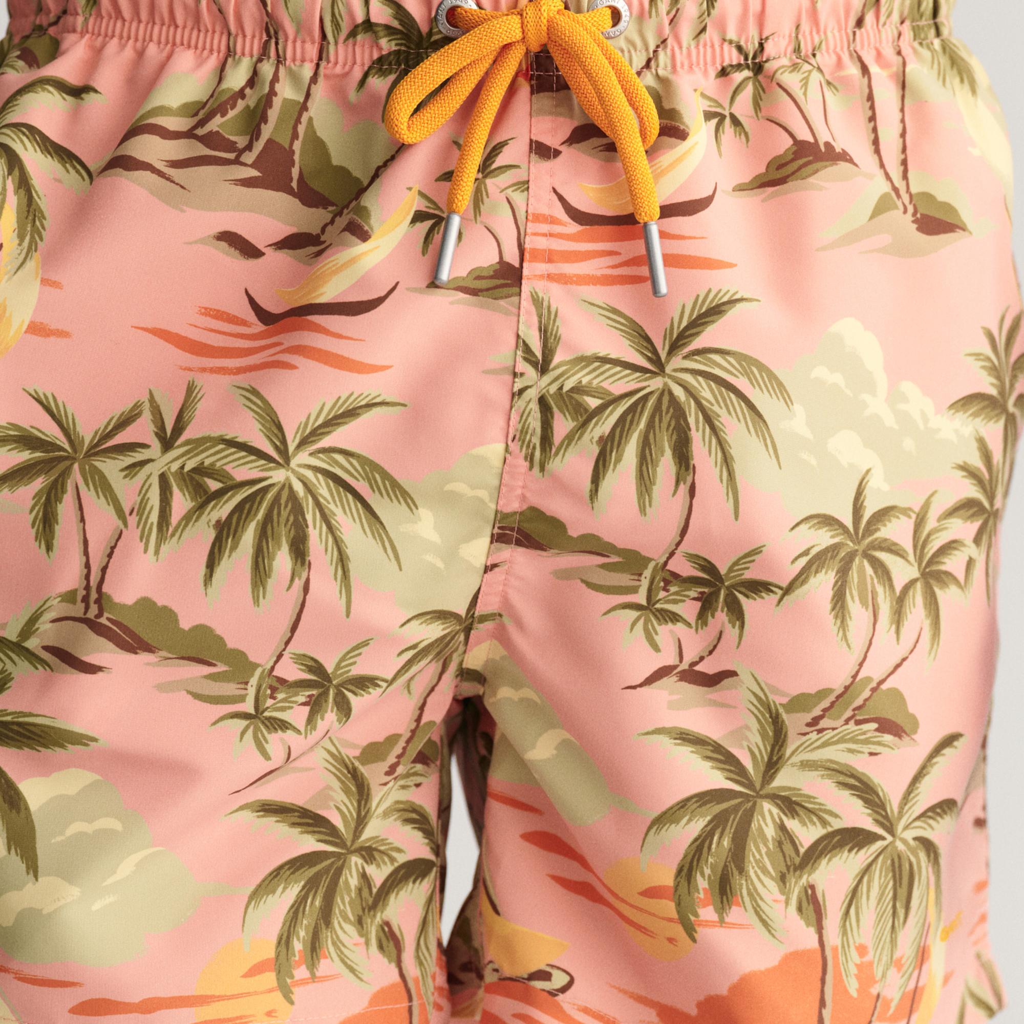 GANT Erkek Pembe Regular Fit Desenli Mayo Şort