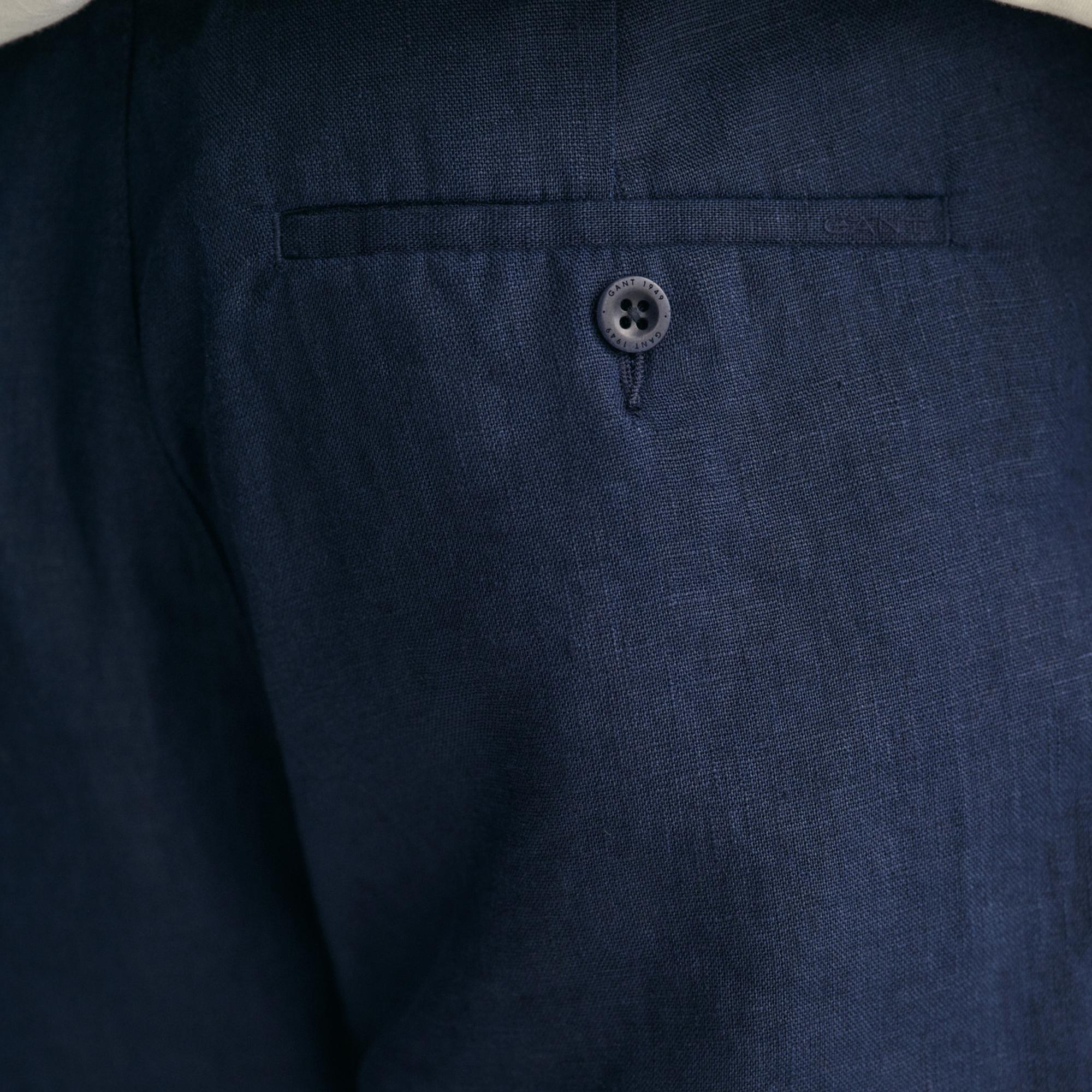 GANT Erkek Lacivert Relaxed Fit Keten Şort