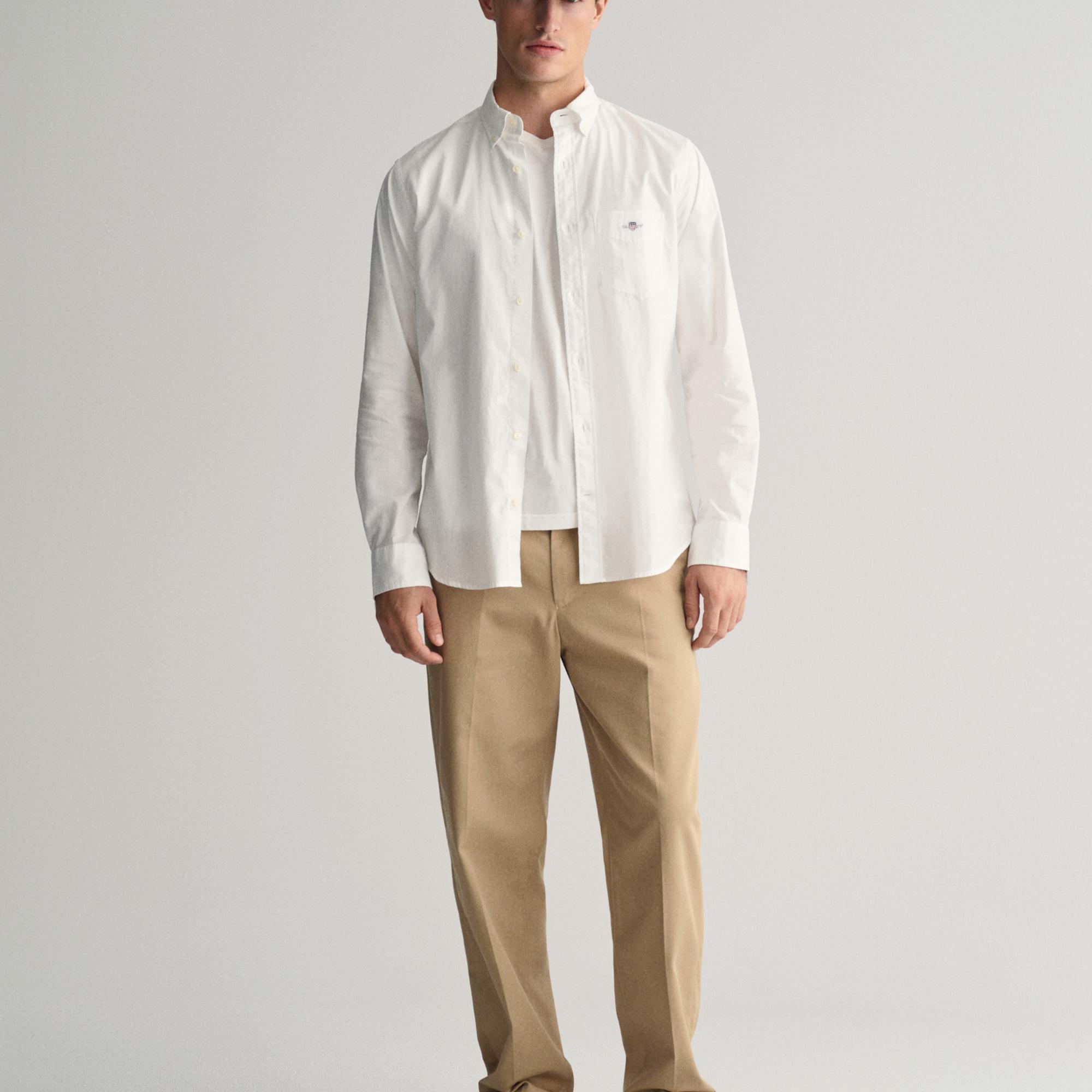 GANT Erkek Beyaz Regular Fit Düğmeli Yaka Gömlek