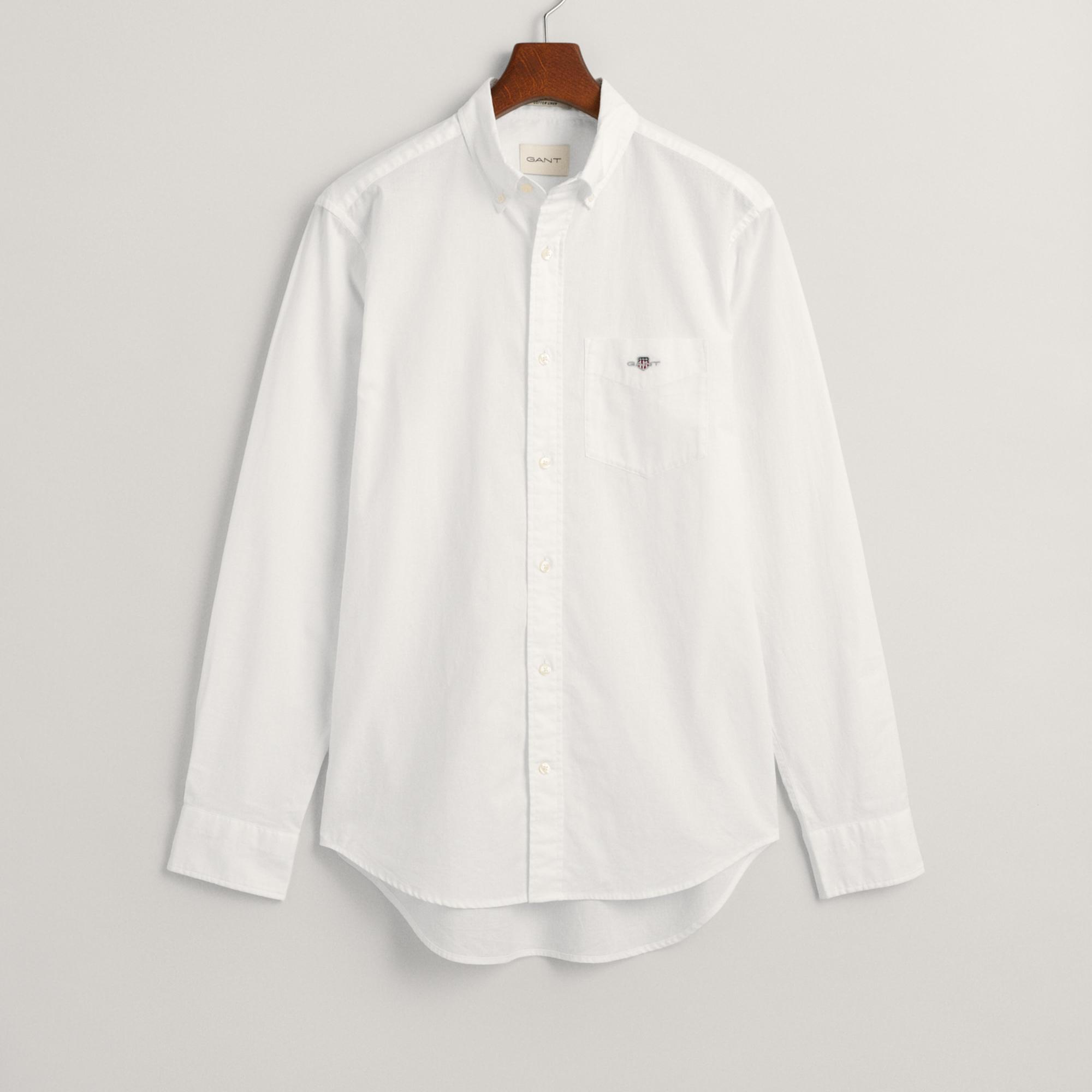 GANT Erkek Beyaz Regular Fit Düğmeli Yaka Gömlek