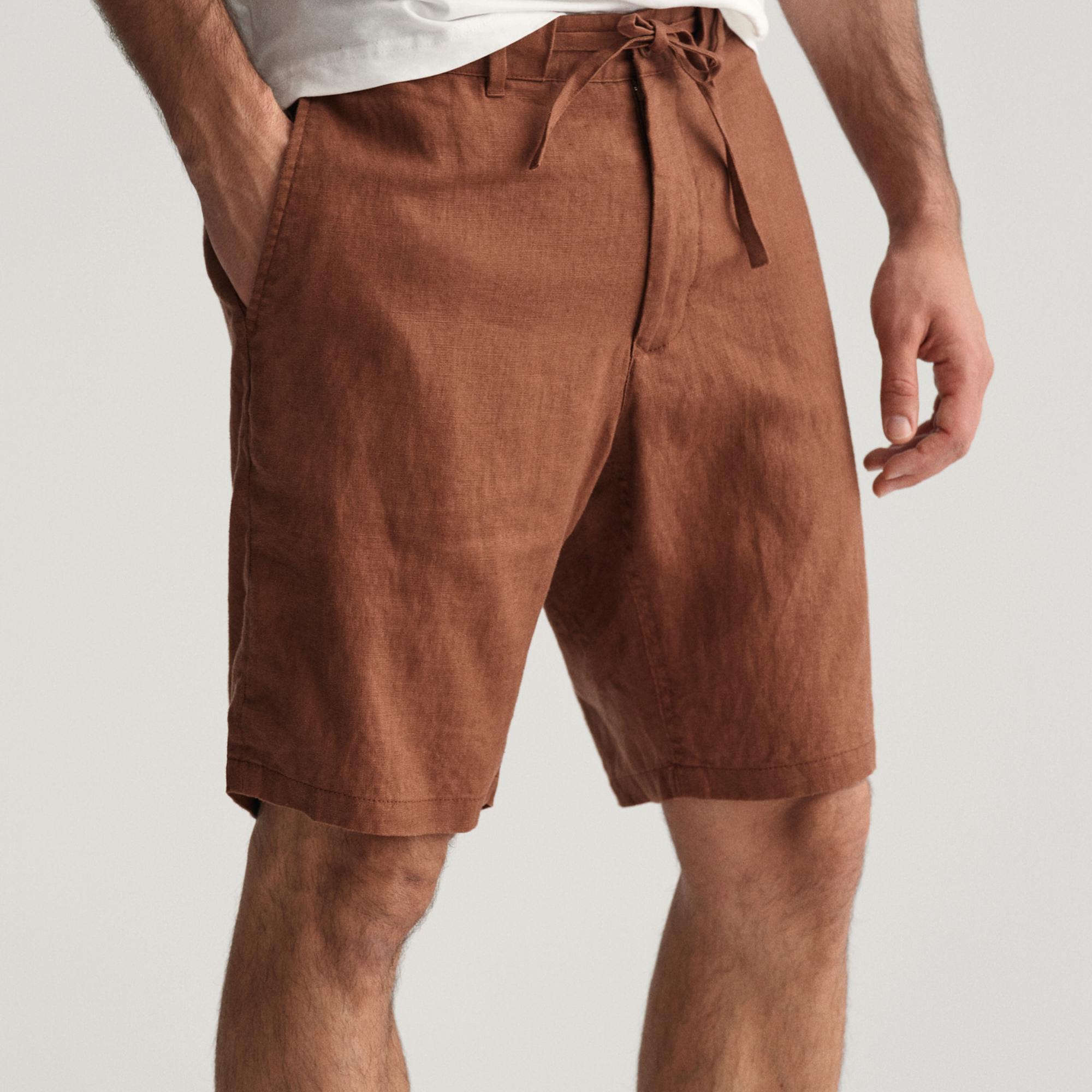 GANT Erkek Kahverengi Relaxed Fit Keten Şort