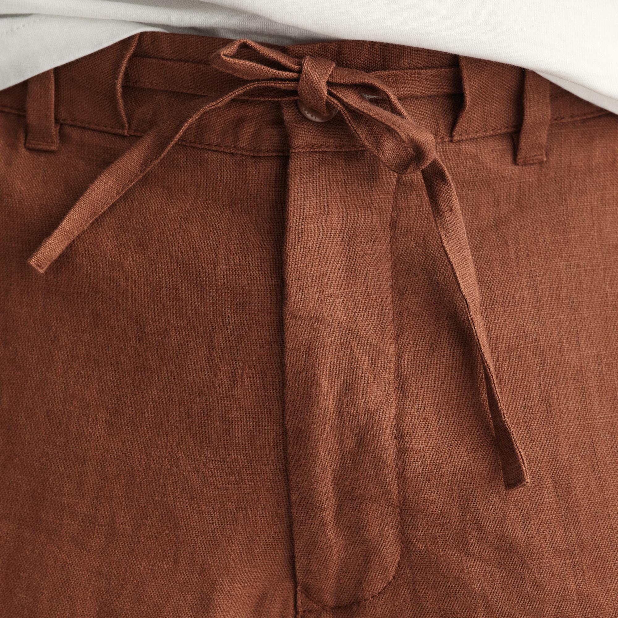 GANT Erkek Kahverengi Relaxed Fit Keten Şort