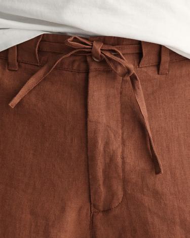  GANT Erkek Kahverengi Relaxed Fit Keten Şort