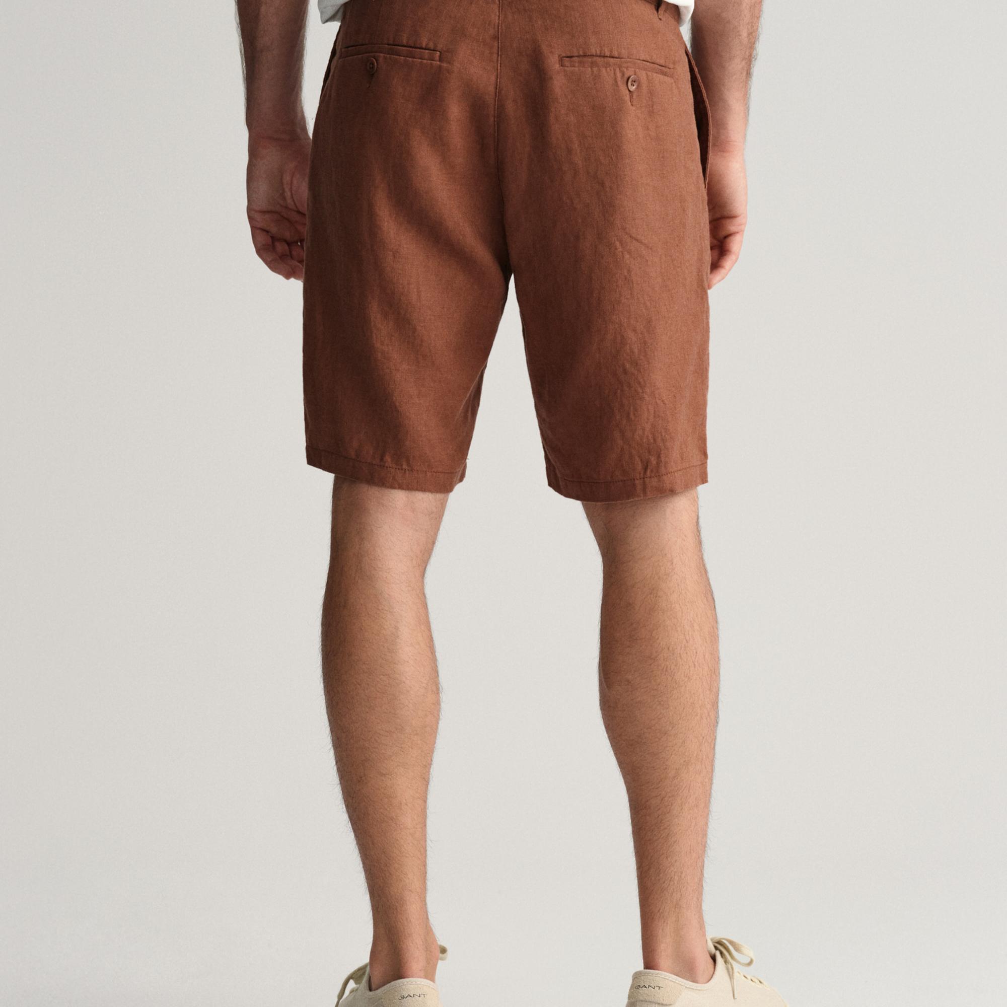 GANT Erkek Kahverengi Relaxed Fit Keten Şort