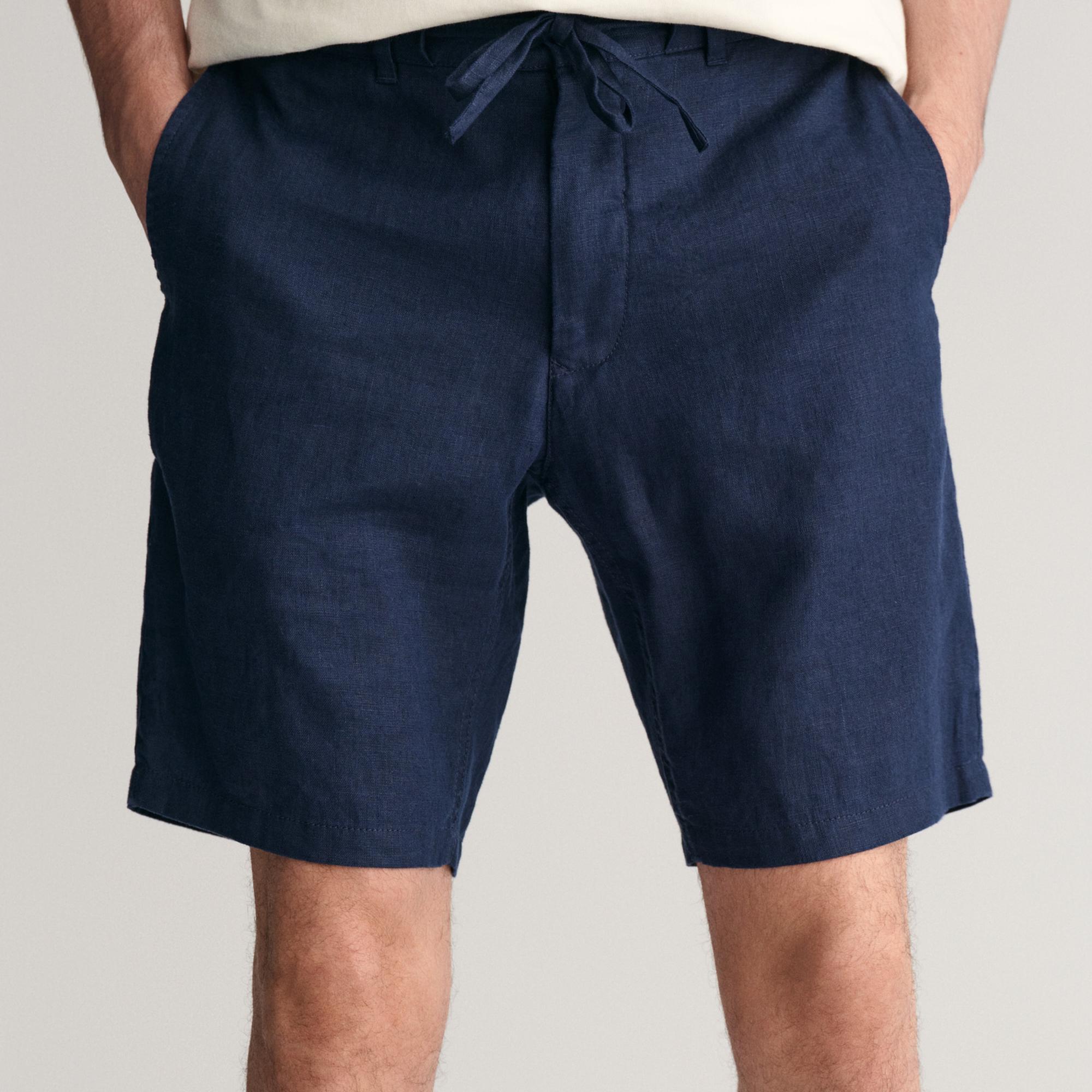 GANT Erkek Lacivert Relaxed Fit Keten Şort