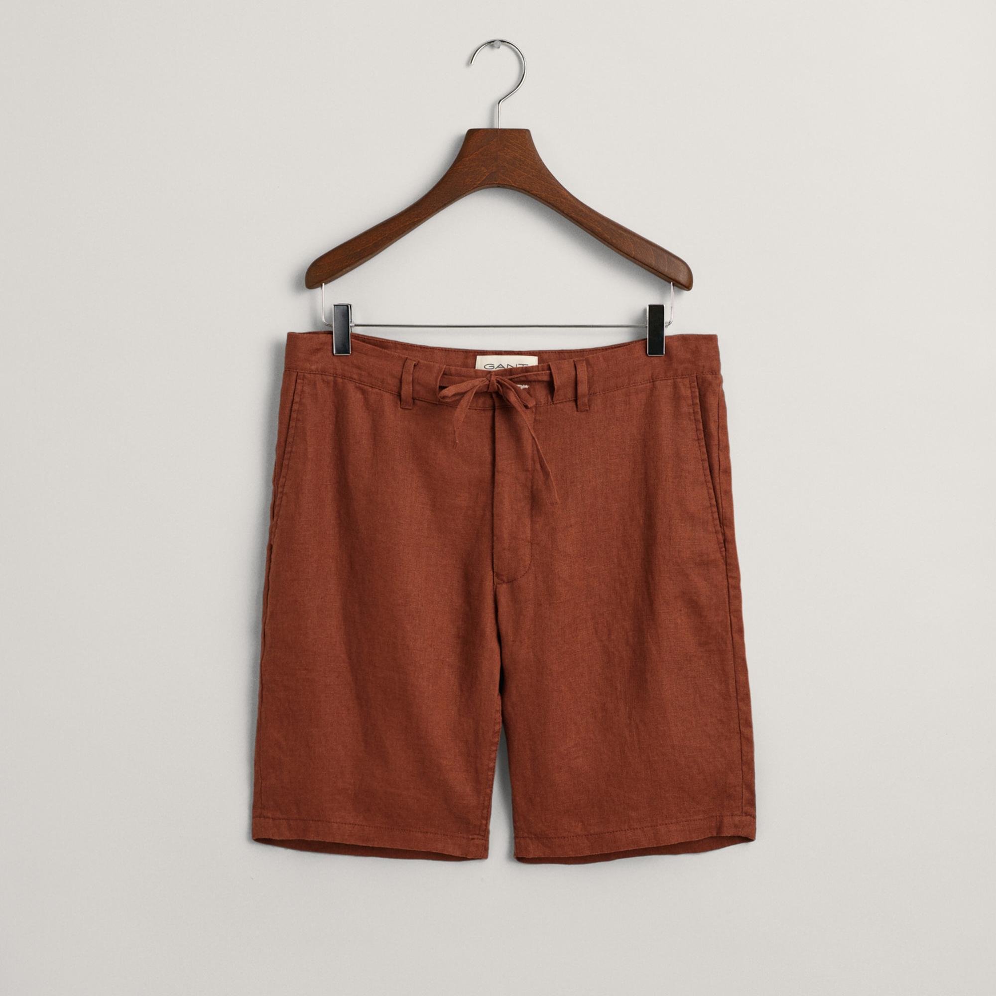 GANT Erkek Kahverengi Relaxed Fit Keten Şort