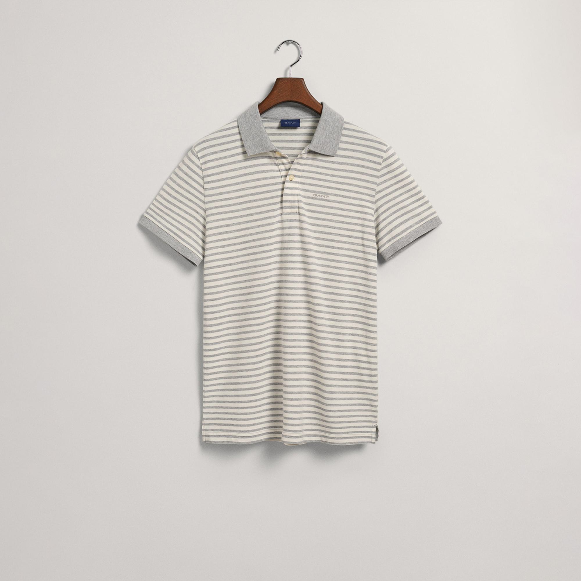 GANT Erkek Gri Regular Fit Çizgili Polo