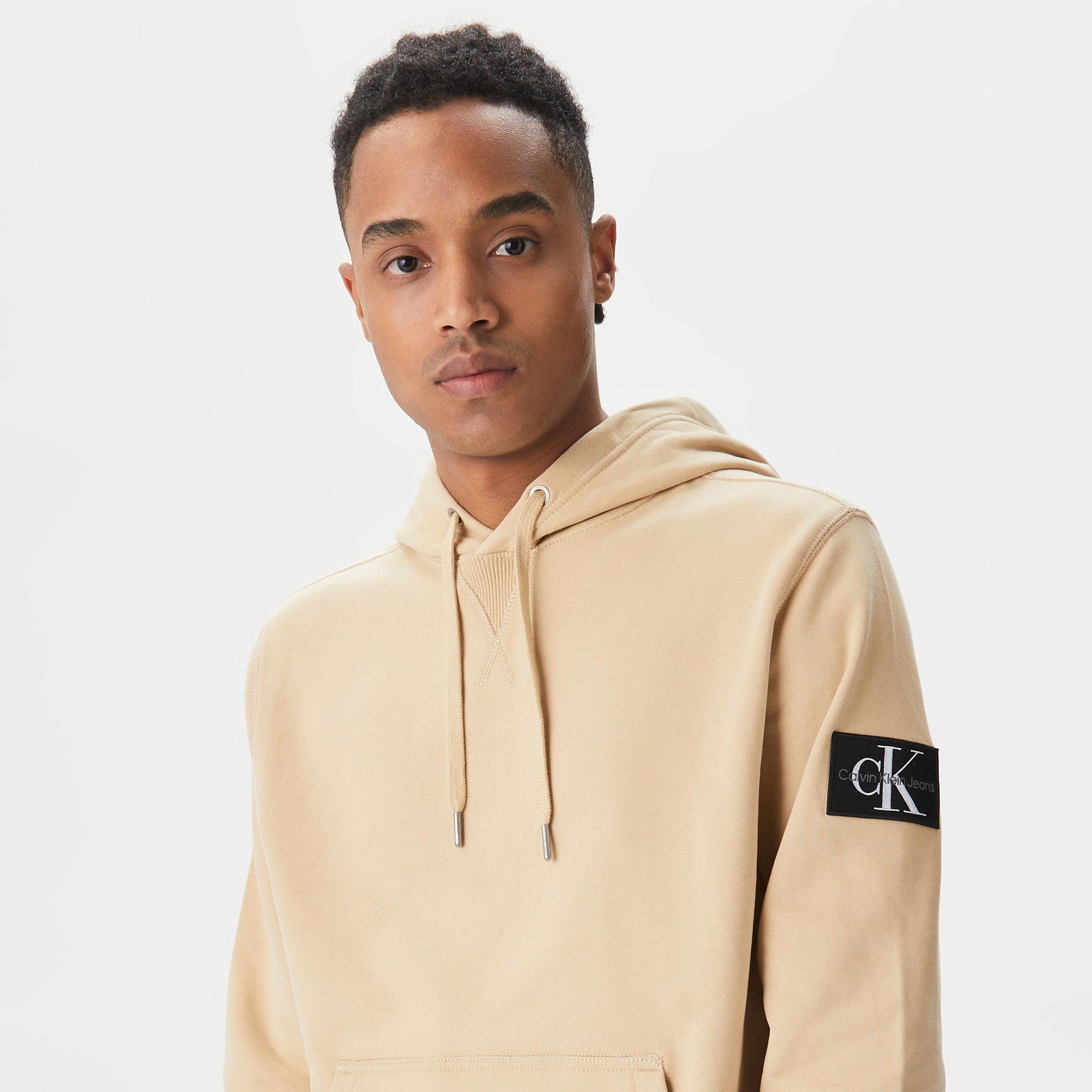 Calvin Klein Jeans Monologo Badge Erkek Bej Sweatshirt