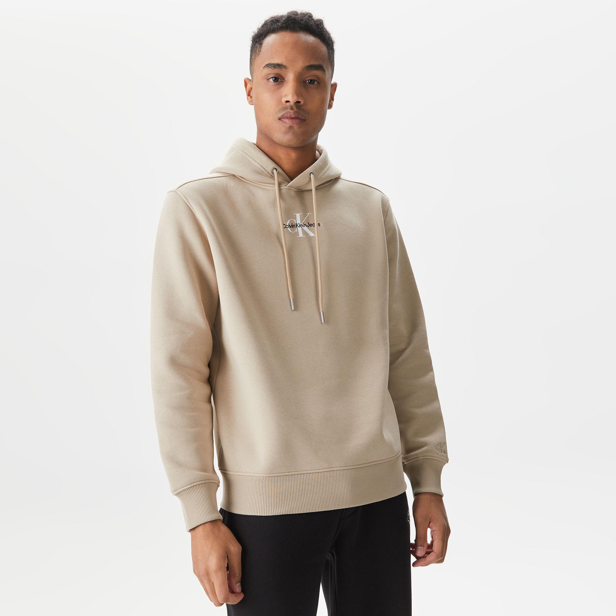 Calvin Klein Jeans Monologo Erkek Bej Sweatshirt
