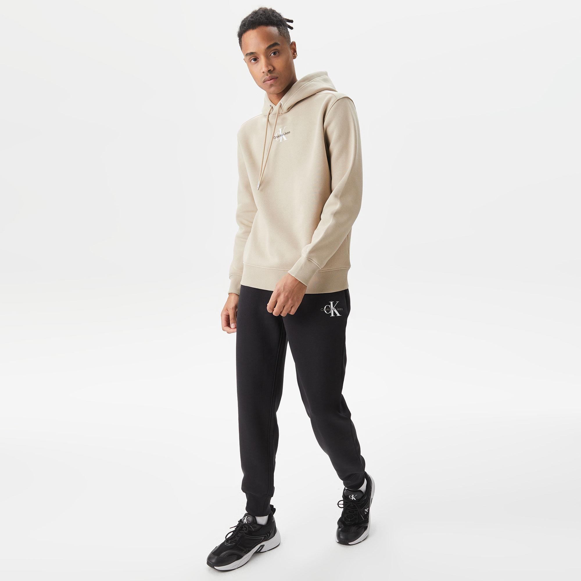 Calvin Klein Jeans Monologo Erkek Bej Sweatshirt