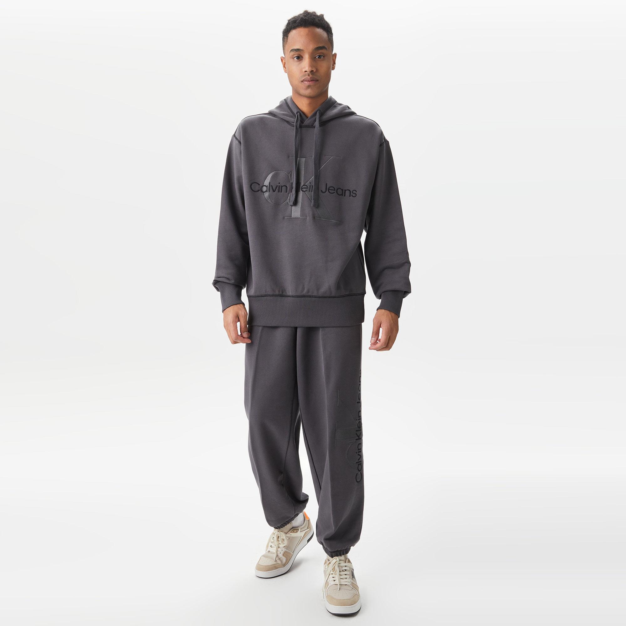 Calvin Klein Jeans Monologo Erkek Gri Sweatshirt