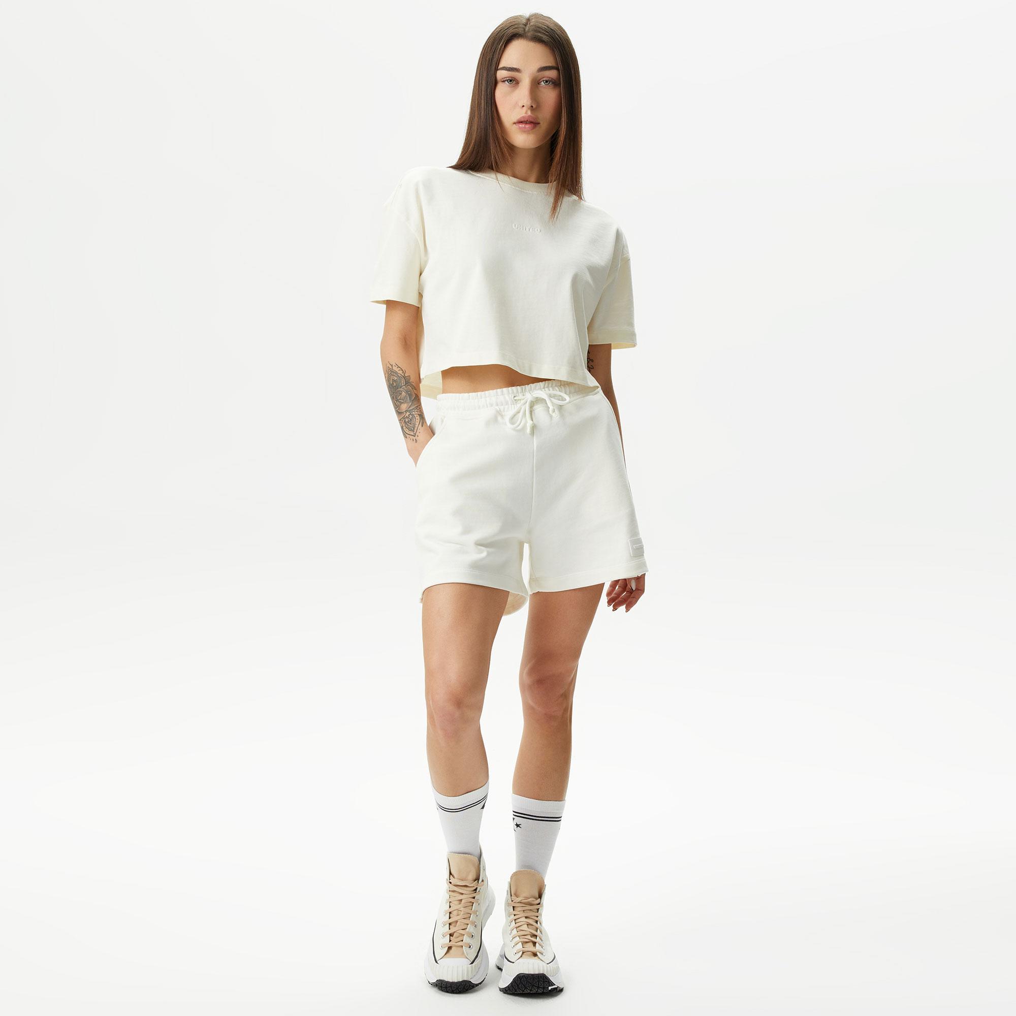 UNITED4 Kadın Beyaz Şort