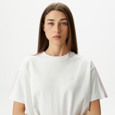  Kadın Relaxed Fit Bisiklet Yaka Beyaz T-Shirt