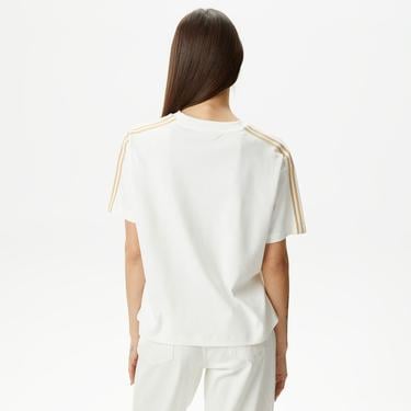  Kadın Relaxed Fit Bisiklet Yaka Beyaz T-Shirt