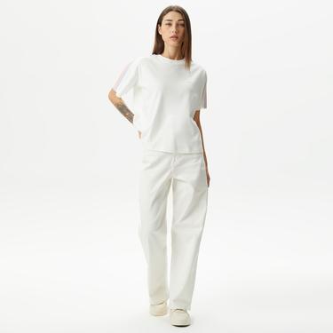  Kadın Relaxed Fit Bisiklet Yaka Beyaz T-Shirt