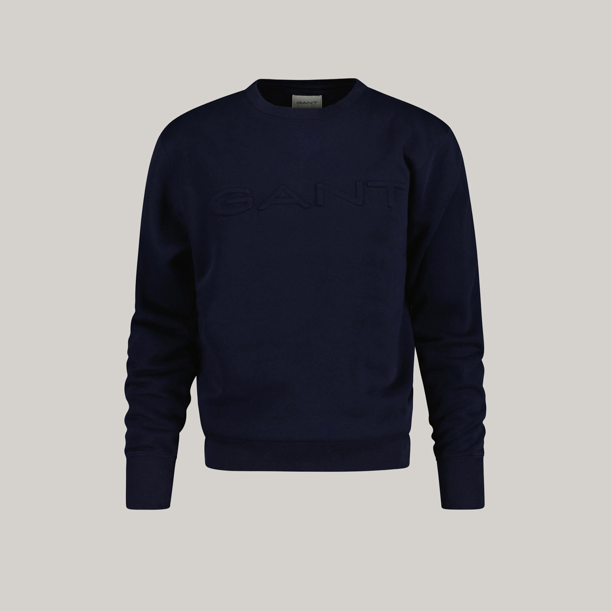 GANT Erkek Lacivert Regular Fit Bisiklet Yaka Logolu Sweatshirt