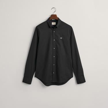  GANT Erkek Siyah Slim Fit Düğmeli Yaka Broadcloth Gömlek