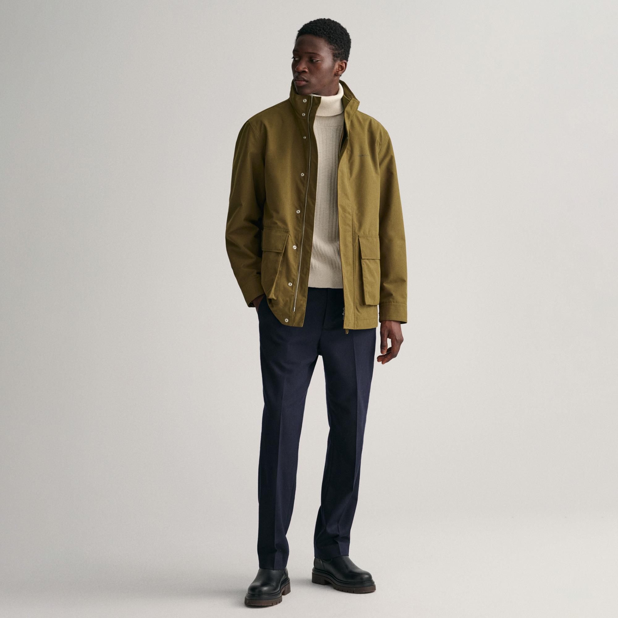 GANT Erkek Yeşil Kapüşonlu Logolu Ceket