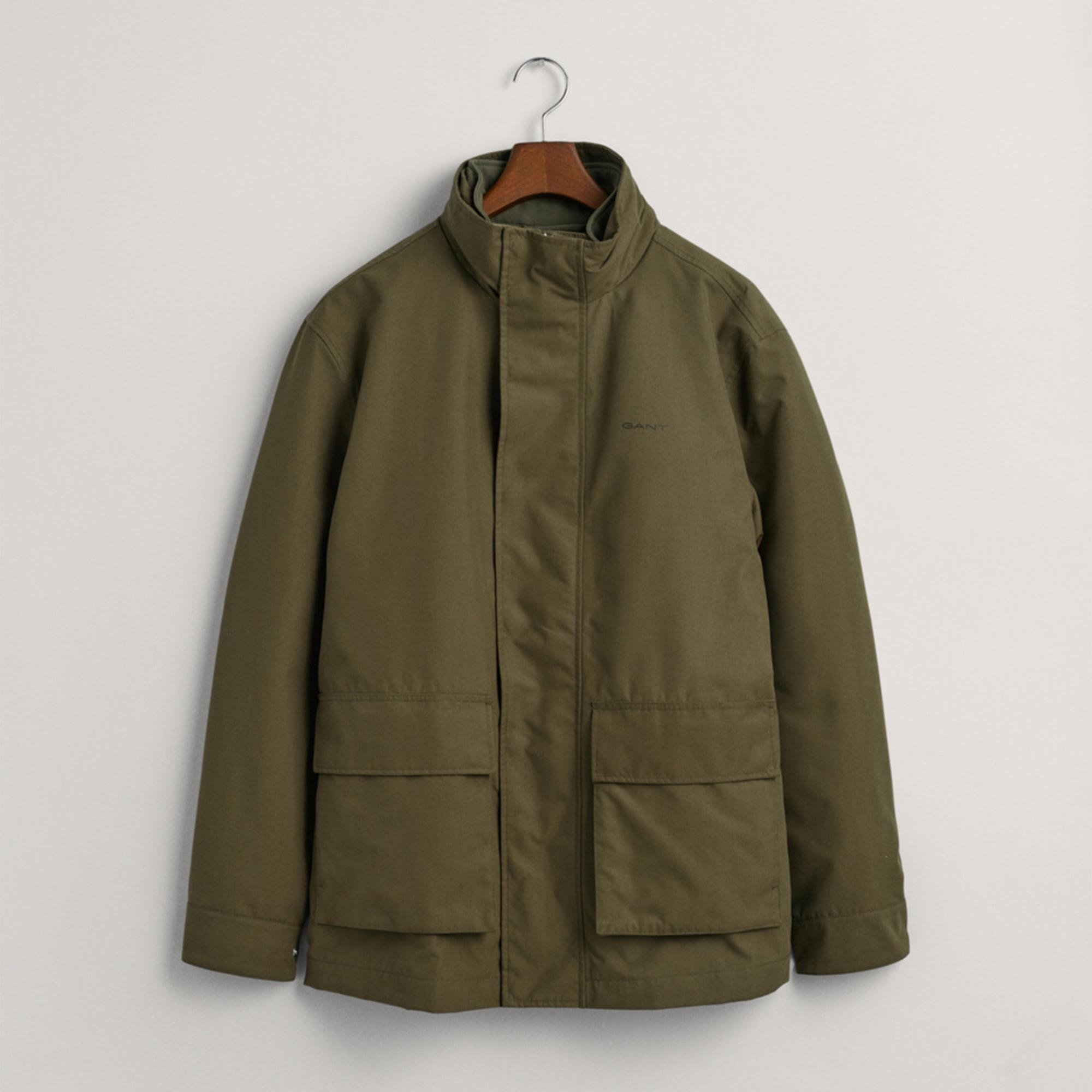 GANT Erkek Yeşil Kapüşonlu Logolu Ceket