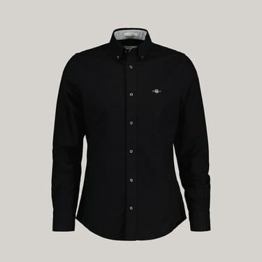  GANT Erkek Siyah Slim Fit Düğmeli Yaka Gömlek