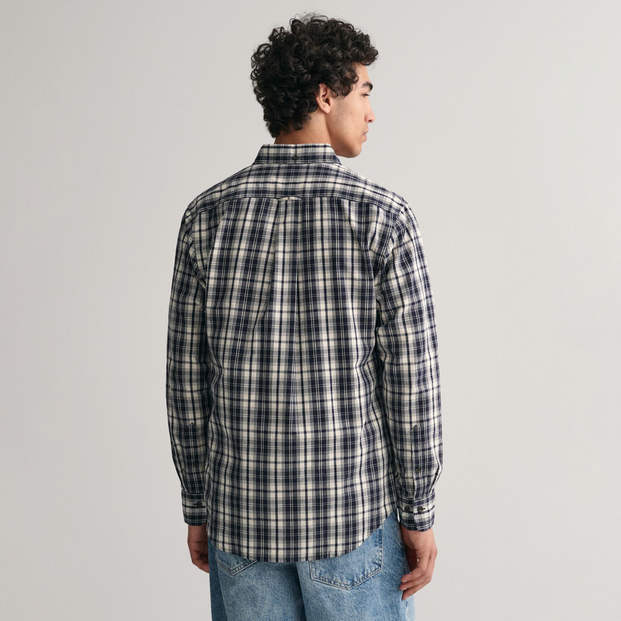 GANT Erkek Krem Regular Fit Düğmeli Yaka Kareli Gömlek