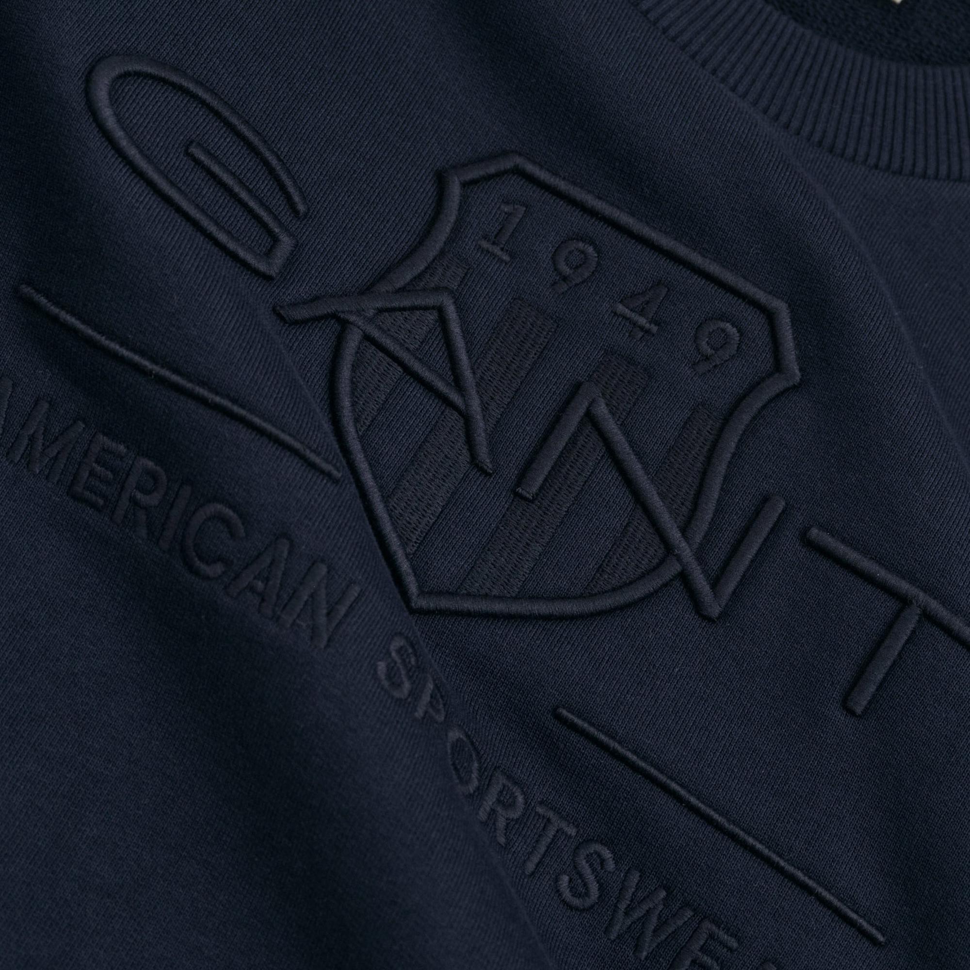 GANT Erkek Lacivert Regular Fit Bisiklet Yaka Logolu Sweatshirt