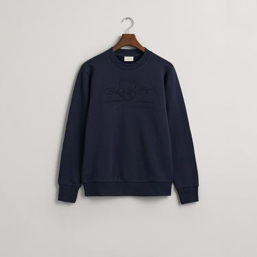  GANT Erkek Lacivert Regular Fit Bisiklet Yaka Logolu Sweatshirt