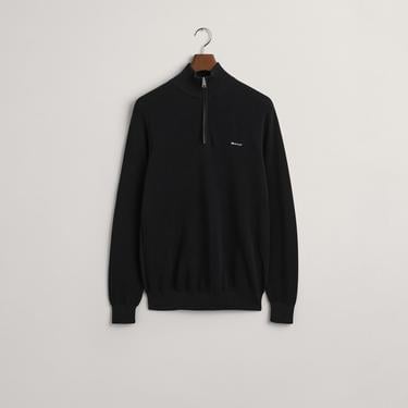  GANT Erkek Siyah Regular Fit Yarım Fermuarlı Kazak